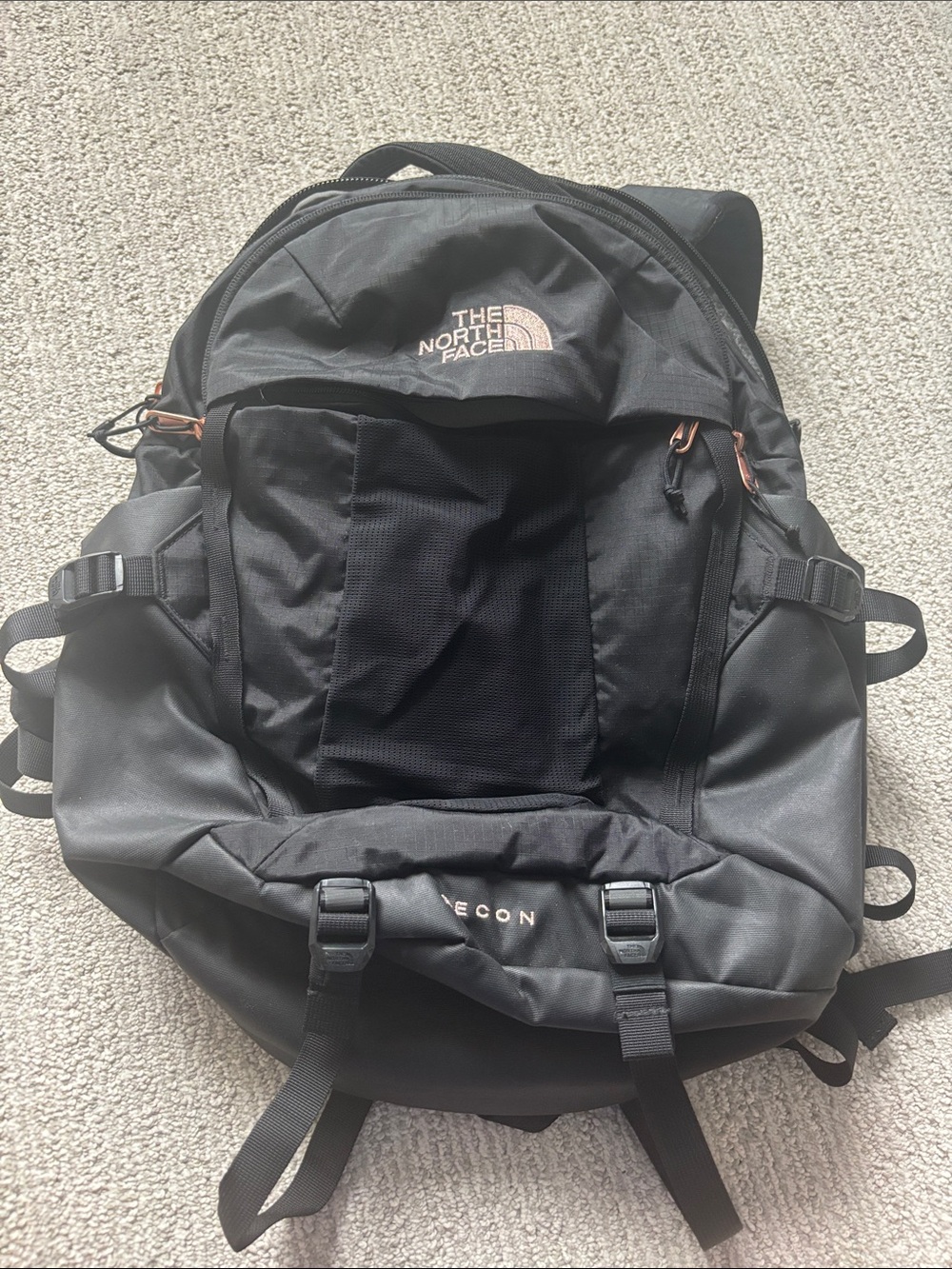 The North Face Black Backpack with Rose-Gold Accents - Picture 2 of 4